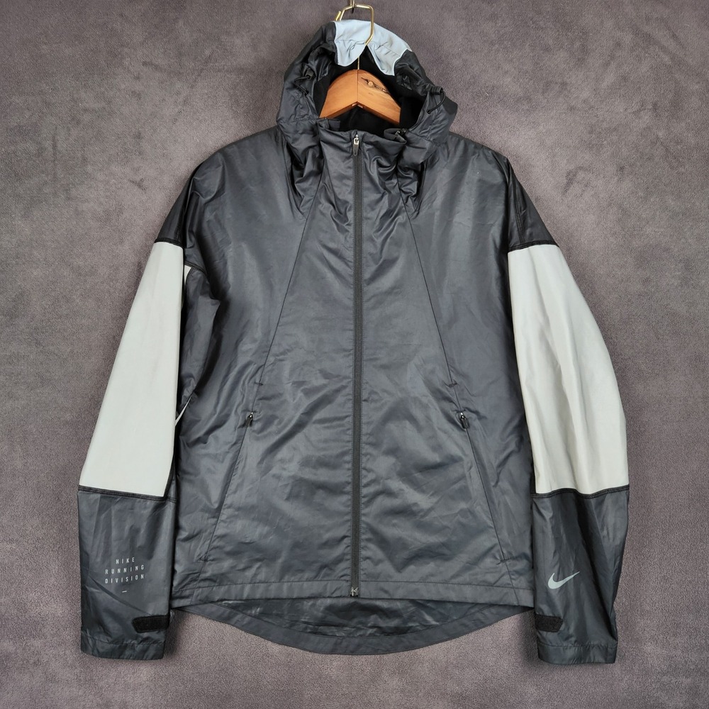 Nike Running Division Flash Jacket Womens XS Black Reflective Lightweight Vented
